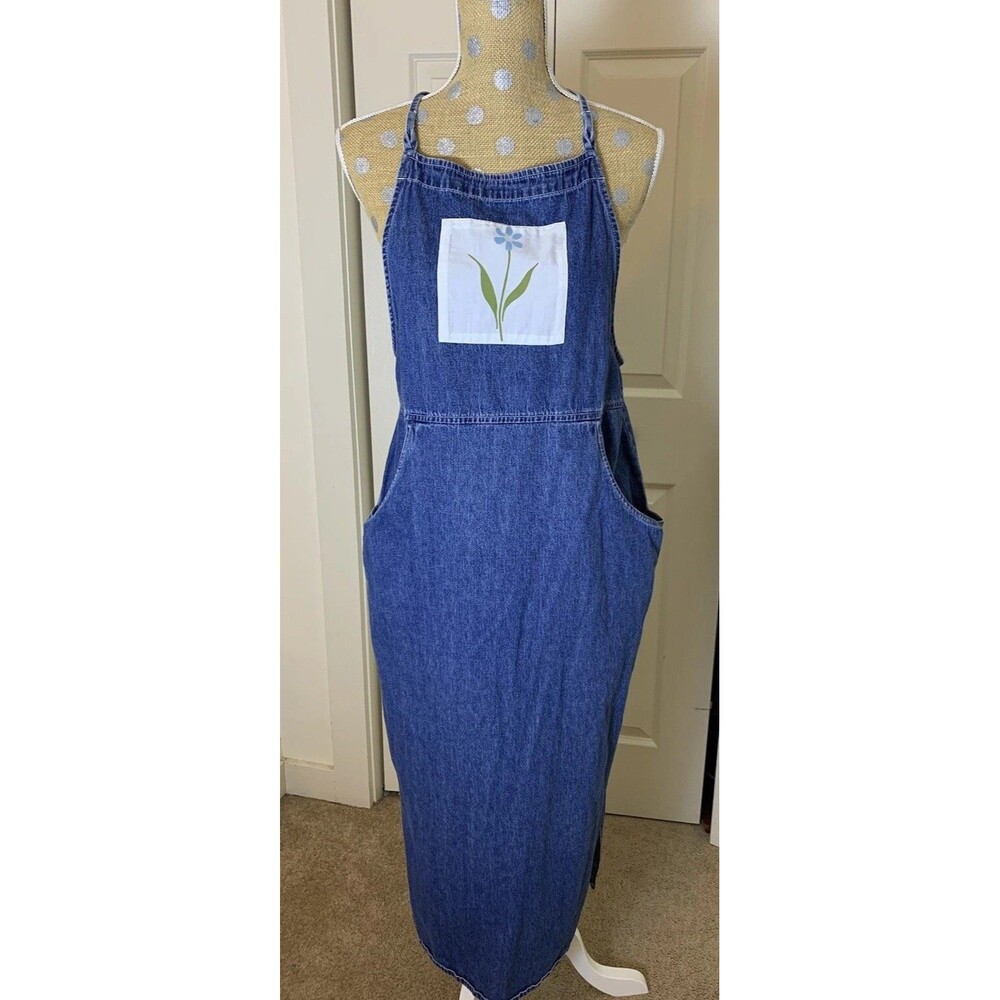 Vtg Sophia Rose Denim Dress Jumper Womens Y2K 90s Cottagecore Farm 14P Fits  S/M